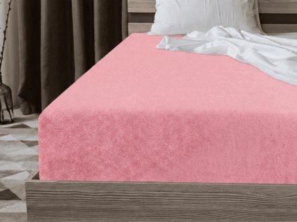 Prześcieradło frotte EXCLUSIVE różowe 90 x 200 cm