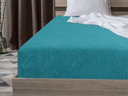 Měkké froté prostěradlo tyrkysové 90 x 200 cm pro pohodlný spánek