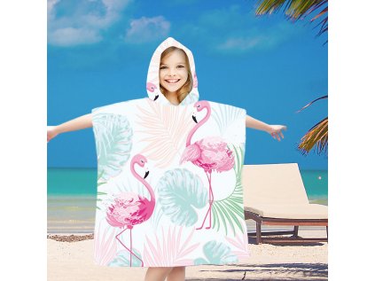 Dětské plážové pončo FLAMINGO barevné 60x90 cm