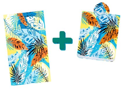 Barevný plážový set SUMMER FRESH – osuška 100×180 cm a pončo 80×145 cm