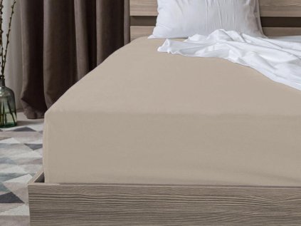 Jersey prostěradlo cappuccino 180x200 cm – teplý odstín