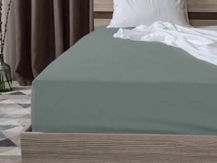 Jersey prostěradlo šedozelené 180x200 cm – tlumená elegance