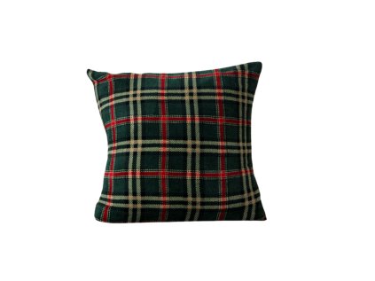 Mikroplyšový povlak GLENMOORE 45x45 cm zelený s károvaným vzorem – upraveno