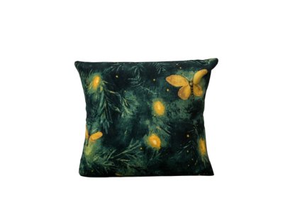 Mikroplyšový povlak YELLOW BUTTERFLY 45x45 cm tmavě zelený s motýly