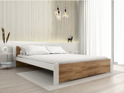 Moderní postel IKAROS 160 x 200 cm dub artisan/bílá pro stylovou ložnici