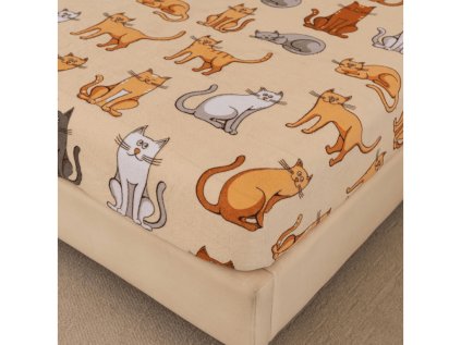 Prostěradlo mikroplyš COLORED CATS 90x200 s barevnými kočkami