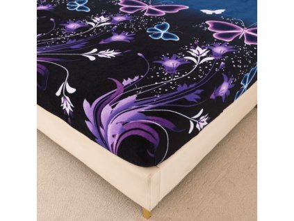 Prostěradlo mikroplyš VIOLET BUTTERFLY 90x200 s fialovými motýly