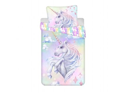 Dětské povlečení UNICORN PASTEL RAINBOW barevné s jednorožcem