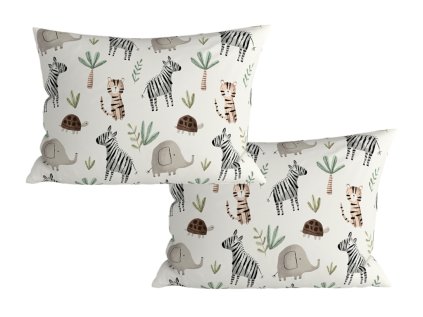 Povlaky JUNGARI 40x60 cm krémové se zvířátky z džungle