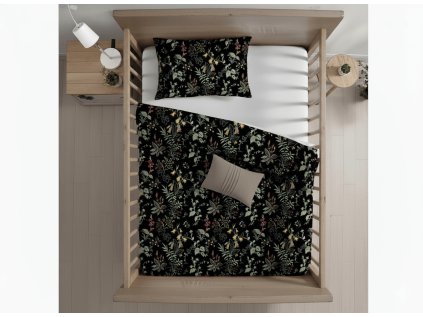 Povlečení do postýlky z Renforcé bavlny FLORWELLA černé