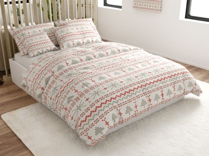 Bavlněné povlečení NORDIC JOY bílé s norským vzorem