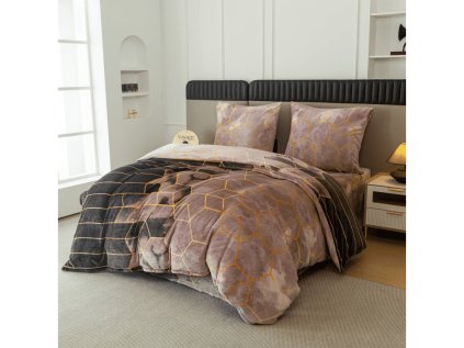 Luxusní mikroplyšové povlečení VELVETIA barevné s moderním vzorem