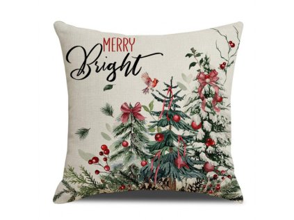 Vánoční povlak na polštář HOLLY CHARM 45x45 cm s motivem stromků