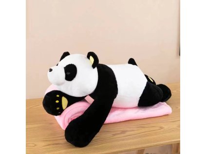 Plyšová PANDA s dětskou dekou uvnitř, černobílá