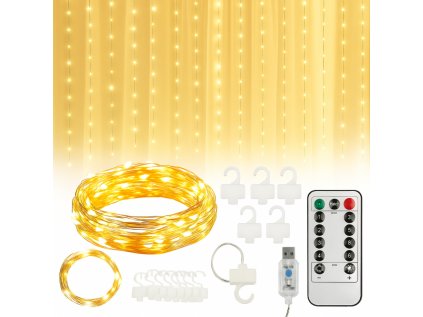 LED světelný závěs STAR RAIN 3x3 m s dálkovým ovládáním