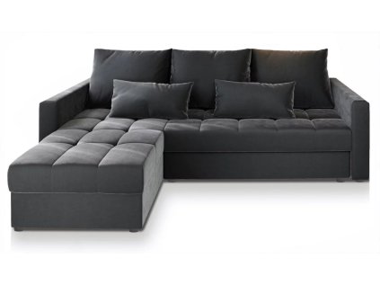 AKCE Tmavě šedá rozkládací rohová pohovka ZENOVA 220x140 cm, oboustranná II. jakost  PAROS 06