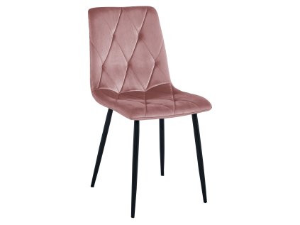 Elegantní jídelní židle LIBRA růžová sametová s černými nohami