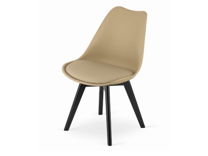 Elegantní béžová židle BALI MARK s černými nohami dodá styl a pohodlí každému jídelnímu prostoru.