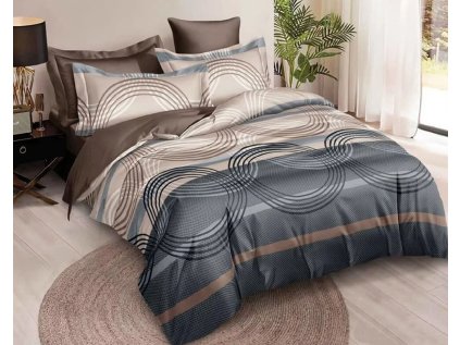 Hřejivé mikroflanelové povlečení CIRVONA hnědo-šedé