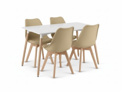 Jídelní set ADRIA a béžové židle BALI MARK s bukovými nohami