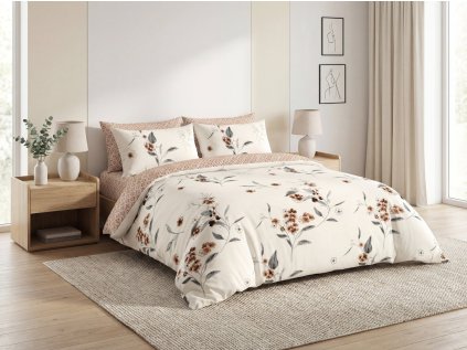 Dwustronna pościel DUO SENSE SOFIRA kremowa + poszewka na poduszkę 40x50 cm GRATIS