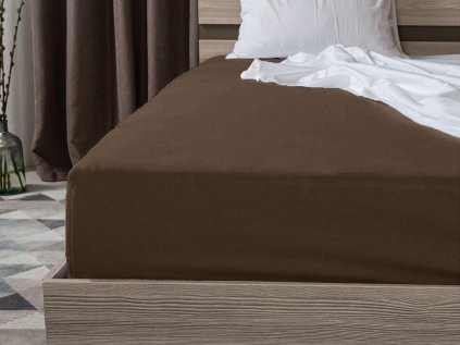 Jersey prostěradlo s lycrou tmavě hnědé 90 × 200 cm – elegantní a praktické