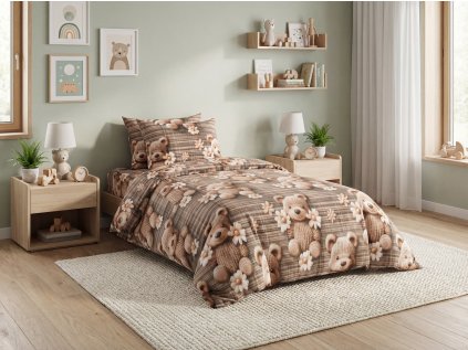 Povlečení z mikrovlákna SPRING BEAR hnědé