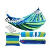 Komfortní dvojitá houpací síť HAMAK modro-zelená s polštářem