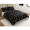 Povlečení FOUR LEAF CLOVER černé s motivem čtyřlístků pro štěstí