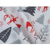 Povlečení RED DEERS AND TREES z flanelu – bílé, hřejivé, se stromy