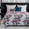 Stylový přehoz na postel TROPIC bílý / růžový s jemným designem