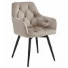 Béžové jídelní křeslo JORK360 VELVET s otočnou funkcí a černými nohami