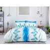 Povlečení z mikrosaténu SOFTURE bílo-modré s moderním motivem