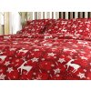Pohodlné povlečení VELVET CHRISTMAS – hvězdy a sobi na červeném podkladu