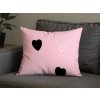 Dekorační povlaky na polštář CORAZON BLEND – bavlněné, 50x70 cm, růžová barva, srdce