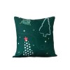 Povlak na polštář CHRISTMAS DRIFT zelený 45x45 cm se stromem a hvězdami