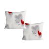 Povlaky na polštář HEARTIZIA 45x45 světle šedé s červeným srdcem