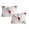 Povlaky na polštář HEARTIZIA 50x70 světle šedé s červenými srdíčky