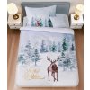 Pościel z mikrosatyny DEER SEASON białe + poszewka na poduszkę 45 x 45 cm gratis