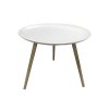 Bílý odkládací stolek ISLAND Ø 54 cm s dřevěnými nohami
