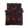Povlečení z mikrovlákna RED KISS černé s výrazným motivem