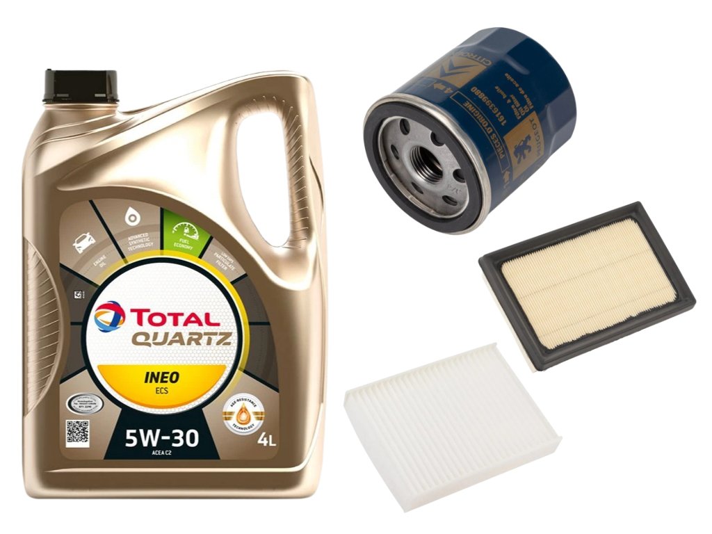 Peugeot 108 AB40 (2014-2022) Olej (4L) + Olejový filter, Vzduchový filter, Klima filter
