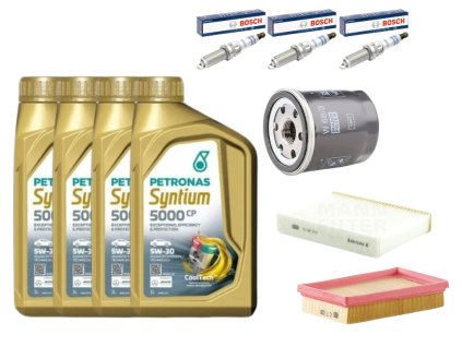 Peugeot 108 AB40 (2014-2022) Oil Filter (4L) + Air Filter, Cabin Filter + Spark Plug