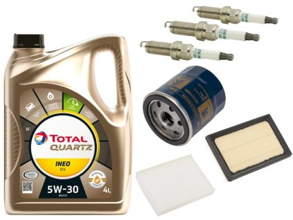 Peugeot 108 AB40 (2014-2022) Olej (4l) + Olejový filtr, Vzduchový filtr, Klima filtr + Zapalovací svíčka
