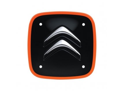 sada 4 cernych ctvercovych stredovych krytek s oranzovym lemem citroen