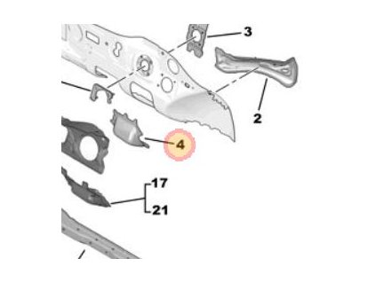 Peugeot 308 P5 Right reinforcement closing plate 9670812280