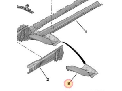 Peugeot 308 P5 Connecting reinforcement front longitudinal member right 1680730080