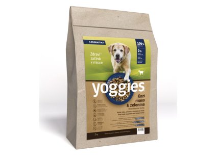 Yoggies Kozí maso&zelenina, hypoalergenní granule lisované za studena s probiotiky Yoggies Kozí maso&zelenina, hypoalergenní granule lisované za studena s probiotiky
