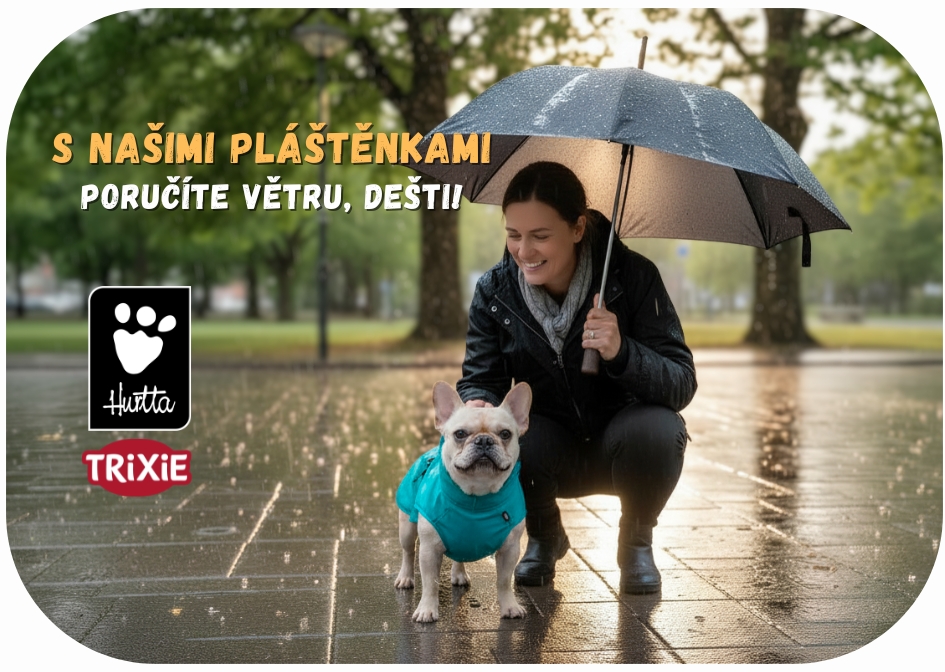 Pláštěnky Hurtta a Trixie chrání psy před deštěm i větrem. Styl, pohodlí a funkčnost v každém počasí.