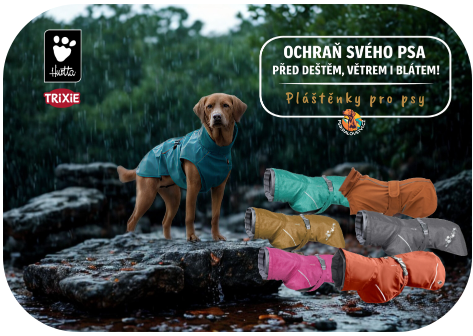 Pláštěnky Hurtta a Trixie chrání psy před deštěm i větrem. Styl, pohodlí a funkčnost v každém počasí.